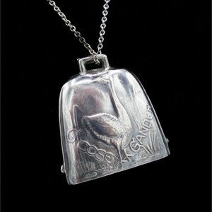 925 Sterling Silver Cowbell Goose Gander Bell Pendant Necklace